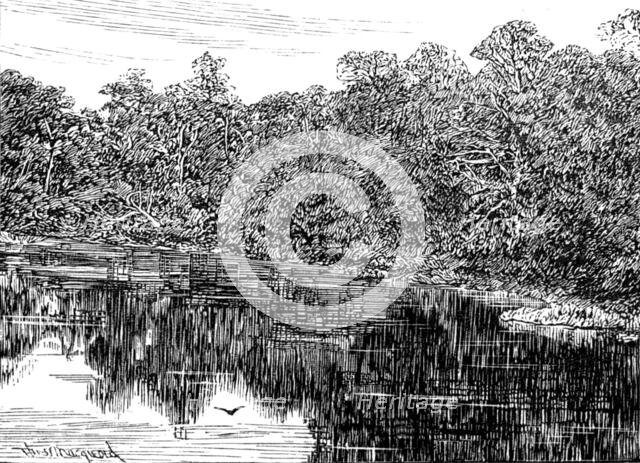 Sketches in Nidderdale, Yorkshire: Guyscliffe Tarn, 1883. Creator: Unknown.