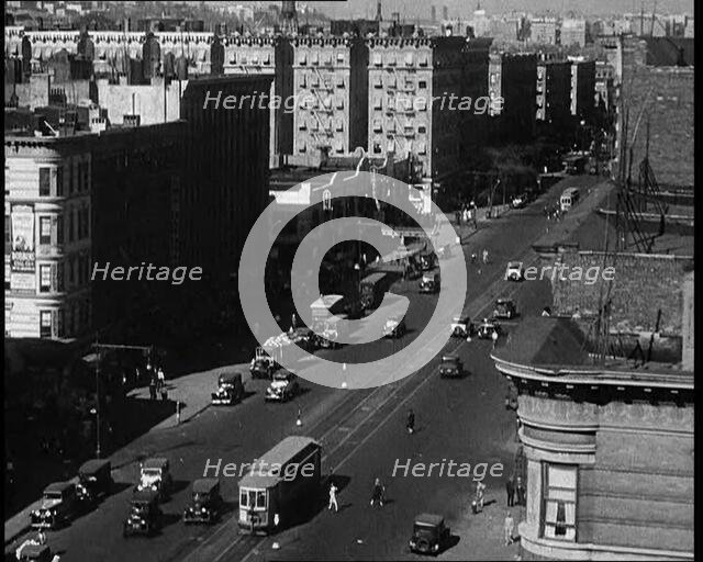 High Angle View of the Streets of New York City, 1930s. Creator: British Pathe Ltd.