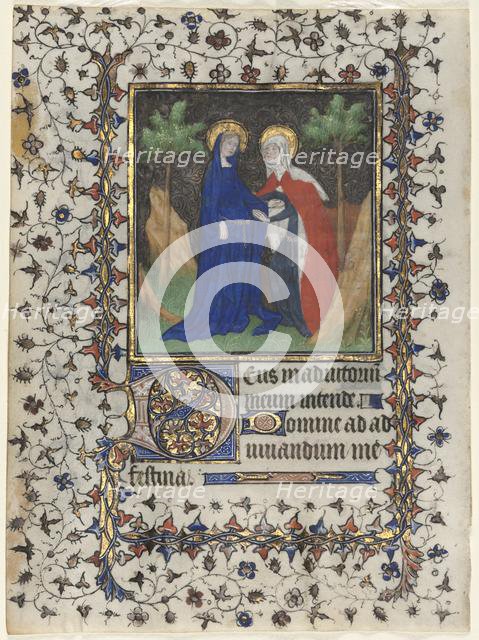 Leaf from a Book of Hours: The Visitation, c. 1415. Creator: Boucicaut Master (French, Paris, active about 1410-25), workshop of.