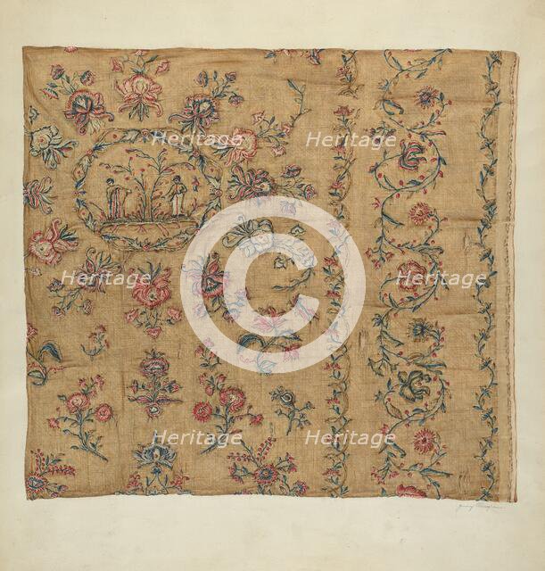 Embroidered Cotton Blanket, c. 1939. Creator: Jenny Almgren.