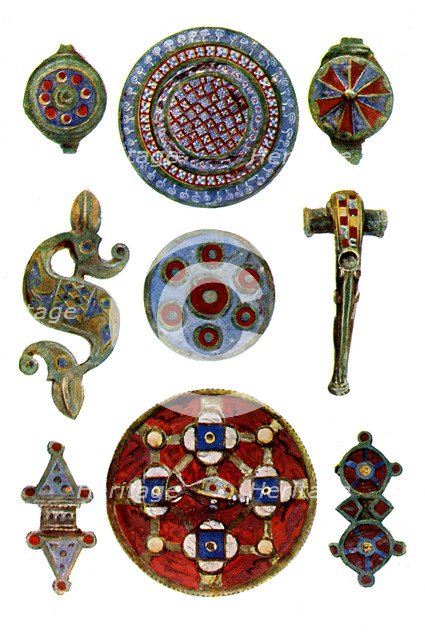 Romano-British enamelled ornaments, 1st- 2nd century AD. Artist: Unknown