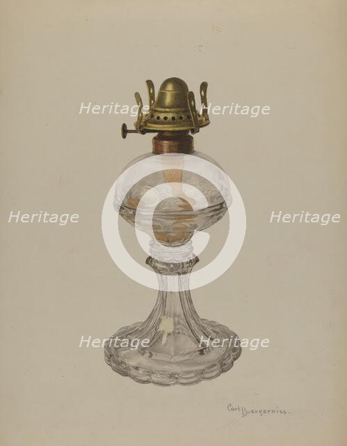 Glass Oil Lamp, 1940. Creator: Carl Buergerniss.