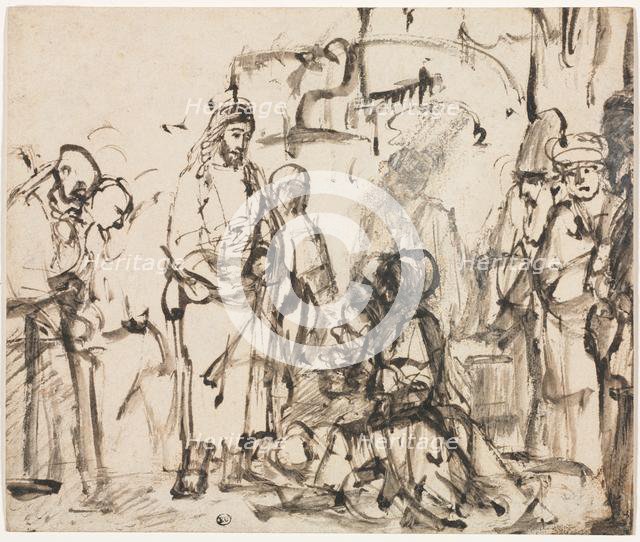 The Meeting of Christ with Martha and Mary after the Death of Lazarus, c. 1662-65. Creator: Rembrandt van Rijn (Dutch, 1606-1669).