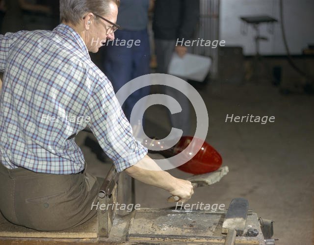 Wilke Adolfsson, designer at Gullaskruvs glassworks, Sweden,  1970s.  Creator: Unknown.