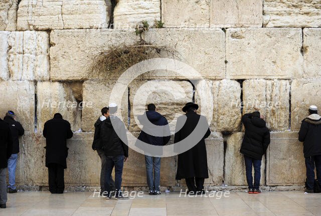 Jews praying at the Western Wall, Jerusalem, Israel, 2013. Creator: LTL.