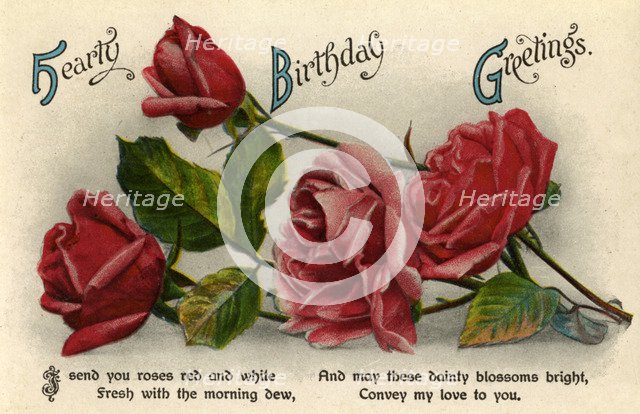 Birthday card, c1900-1929(?). Artist: Unknown