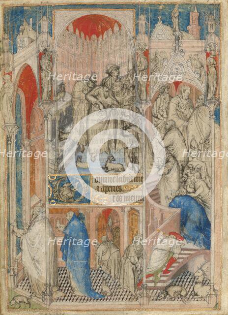 The Rejection of Joachim and Anna's Offering; Leaf from a Book of Hours, about 1410-1430. Creator: Master of the Rohan Hours.