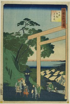 Daijin Shrine at Funabashi, Shimosa Province (Shimosa Funabashi Daijingu) from the..., 1860. Creator: Utagawa Hiroshige II.