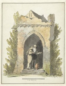 Hermit in front of a stone chapel, c.1782-c.1837. Creator: Pieter Bartholomeusz. Barbiers.