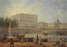 Saint Petersburg. View of the Fontanka River and the Derzhavin House, 1861. Artist: Sadovnikov, Vasily Semyonovich (1800-1879)