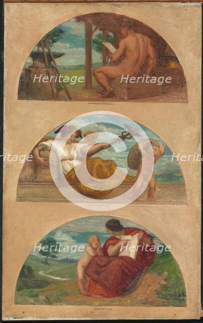 The Progress of Civilization: The Forge, Commerce, and Education...,  1905-1906. Creator: Kenyon Cox.