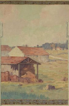 Esquisse pour la mairie de Fresnes : paysage rural en lisière de forêt, 1905. Creator: Jean Constant Pape.