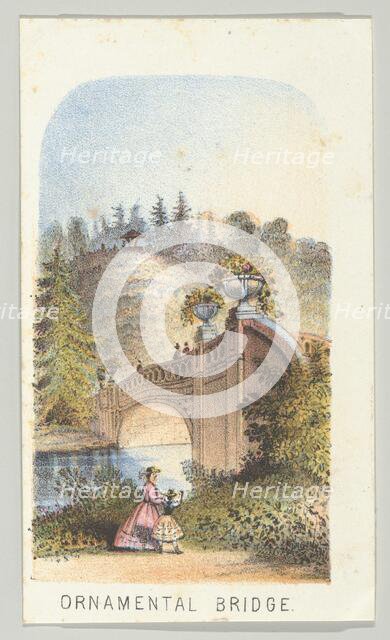 Ornamental Bridge, from the series, Views in Central Park, New York, Part 2, 1864. Creator: Louis Prang.