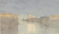 Evening mood on the Grand Canal, with Santa Maria della Salute in the background, 1851. Creator: Carl Theodor Reiffenstein.