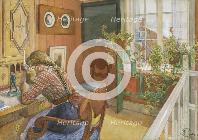 Letter-Writing, 1912. Creator: Carl Larsson.