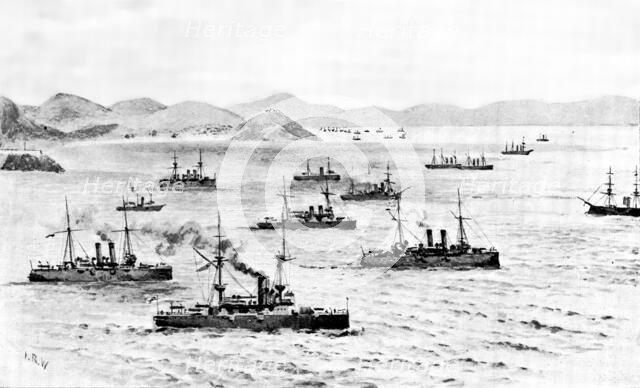 The Chinese Question: view of Chefoo Bay, 1898.  Creator: Unknown.