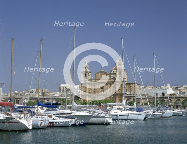 Marina and church, Malta. 