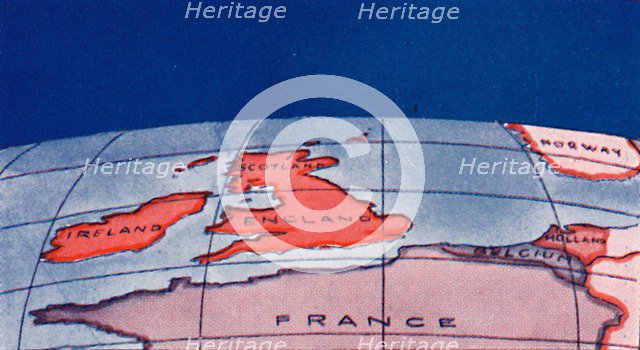 'The British Isles and Northern Europe at Noon in mid-winter', 1935. Artist: Unknown.