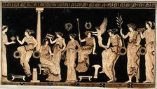 Detail of a frieze decorating a Greek red-figured vessel (probably a vase) representing..., 1760-9. Creator: Augustin Dahlsteen.