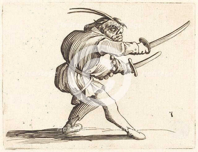 Duellist with Two Sabers, c. 1622. Creator: Jacques Callot.