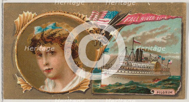 Steamship Pilgrim, Fall River Line, from the Ocean and River Steamers series (N83) for Duk..., 1887. Creator: Unknown.