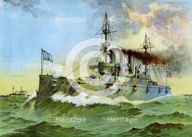 USS 'New York', American armoured cruiser, 1898. Artist: Unknown