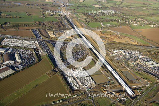 Construction of the Chipping Warden Green Tunnel on the HS2 railway line, West Northants, 2024. Creator: Damian Grady.