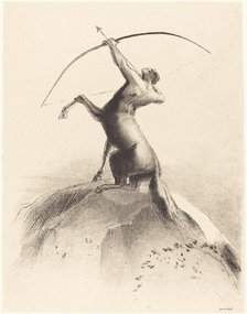 Centaur visant les Nues (Centaur aiming at the Clouds), 1895. Creator: Odilon Redon.