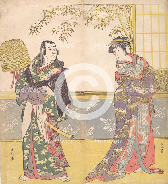 Kabuki Actors Sawamura Sojuro III and Sanogawa Ichimatsu III in "A Courtesan’s Mirror for ..., 1788. Creator: Katsukawa Shunko.