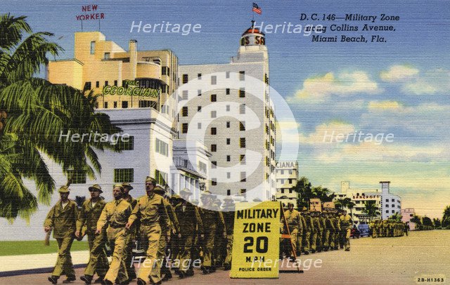 Military Zone along Collins Avenue, Miami Beach, Florida, USA, 1942. Artist: Unknown