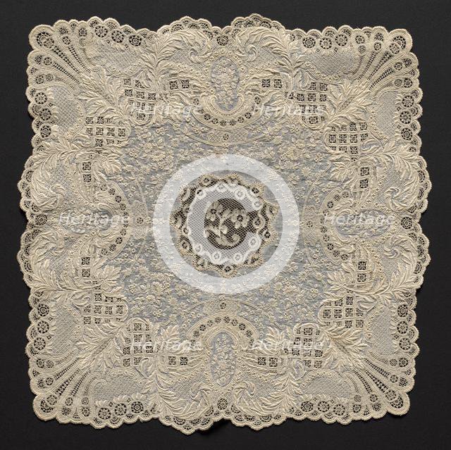Embroidered Handkerchief, 18th century. Creator: Unknown.