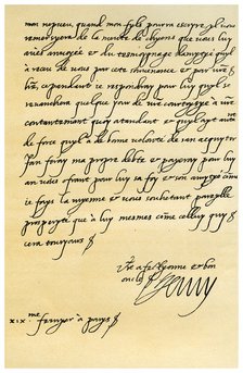 Letter from Henry IV of France to Henry, Prince of Wales, 19th February 1606.Artist: King Henry IV