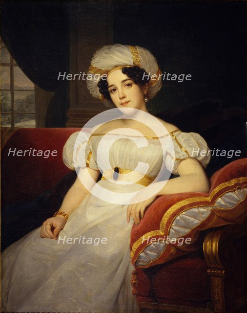 Portrait of Princess Natalya Stepanovna Golitsyna, née Countess Apraksina (1794-1890), 1824. Artist: Hersent, Louis (1777-1860)
