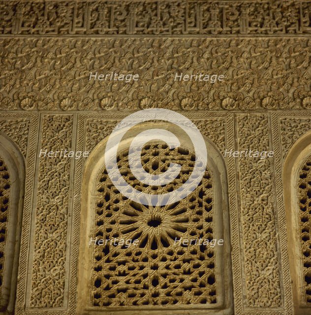 Arabesque stucco, Court of la Acequia, Generalife Palace, Granada, Spain, 14th century (2002).  Creator: Unknown.