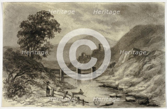 Mountain Stream with Boat, c. 1855. Creator: Elizabeth Murray.
