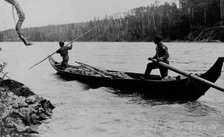 Indians poling up the Skeena River, between c1900 and c1930. Creator: Unknown.