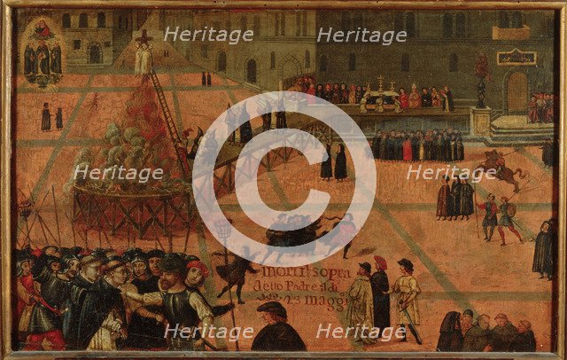 Girolamo Savonarola's execution on the Piazza della Signoria in Florence in 1498, 17th century.