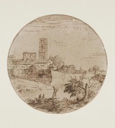 Landscape with a Walled City, between late 17th and early 18th century. Creator: Giovanni Francesco Grimaldi.