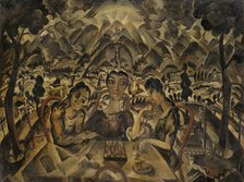 Chess players, c1917-1918. Creator: Kölschbach, Joseph (1892-1947).