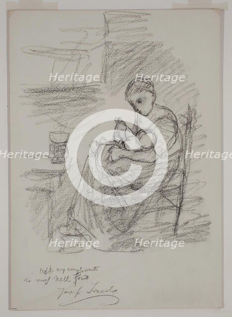 Mother Feeding her Baby (The Cottage Madonna), c1900. Creator: Jozef Israels.