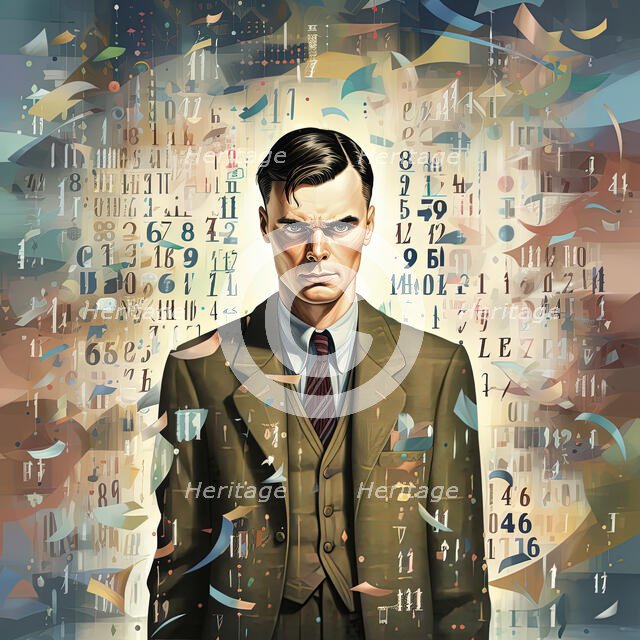 AI IMAGE - Portrait of Alan Turing, 1940s, (2023). Creator: Heritage Images.