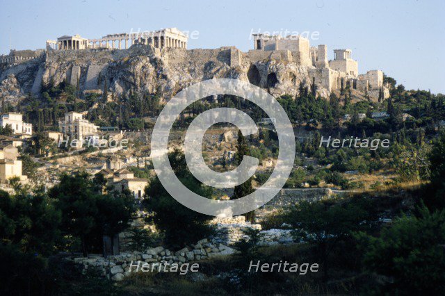 Acropolis from Agora, Athens, c20th century. Artist: CM Dixon.