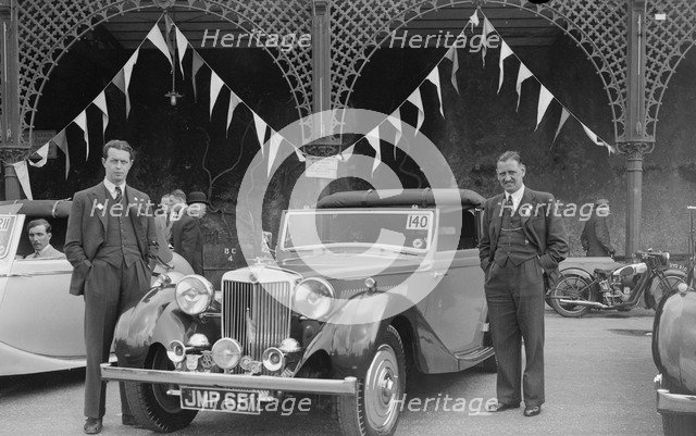 MG SA of DJ Farqaharson at the RAC Rally, Madeira Drive, Brighton, 1939. Artist: Bill Brunell.
