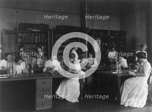 Girls in a science laboratory at Eastern High School, Washington, D.C., (1899?). Creator: Frances Benjamin Johnston.