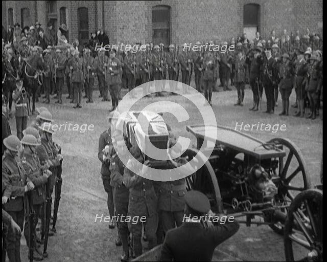 British Soldiers Carrying the Coffin of a British Soldier Draped in the Union Flag, 1920. Creator: British Pathe Ltd.