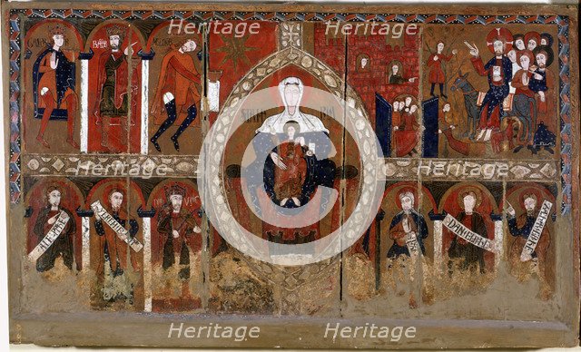 Espinelves Frontal' (or the three kings), panel painting. Mother of God dominates the center of t…