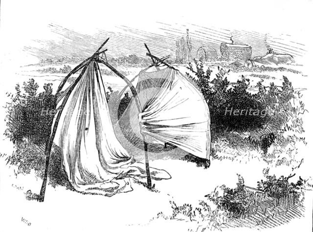 Sketches of gipsy life round London - a bachelor's bed-room, Mitcham Common, 1880. Creator: Unknown.