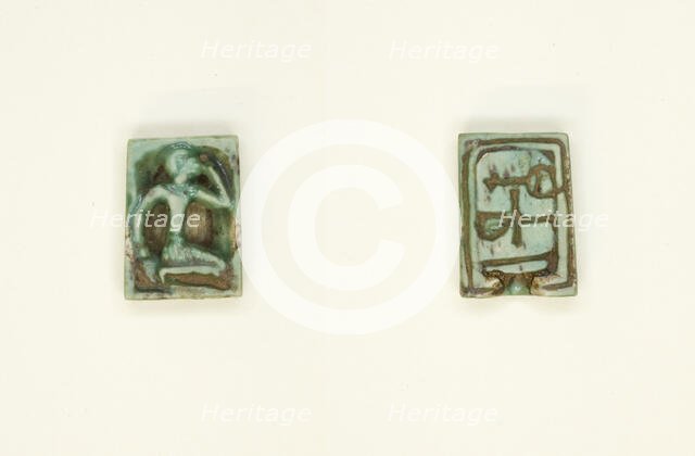 Plaque: Man with Hand to Head/Nefer, Ankh, Nb, Egypt, New Kingdom, Dynasties 18-19 (abt 1550... Creator: Unknown.