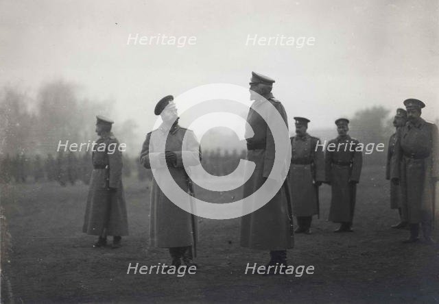 Emperor Nicholas II and Grand Duke Nikolai Nikolaevich at Baranovichi, September 1914, 1914. Artist: Anonymous  