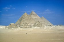 Pyramids of Khufu, Khafre and Mycerinus, Giza, Egypt, c26th century BC. Artist: Unknown